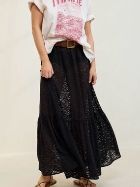 Aerie Lace Tiered Maxi Skirt - Casual Women's Skirt